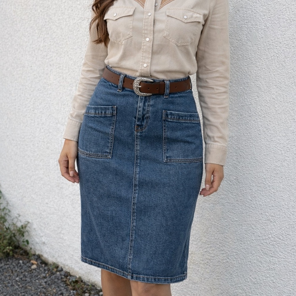 Universal Thread Blue Denim Pencil Skirt